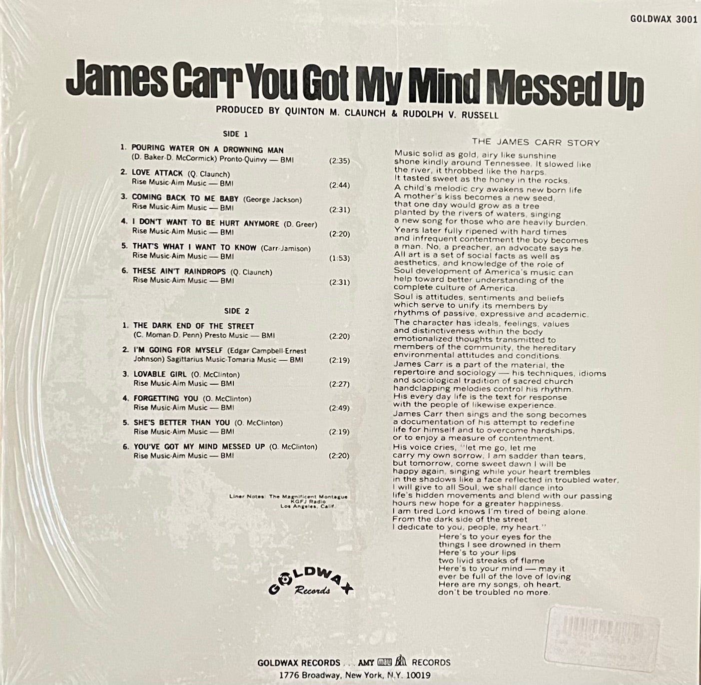 James Carr – You Got My Mind Messed Up | Reissue US 2001