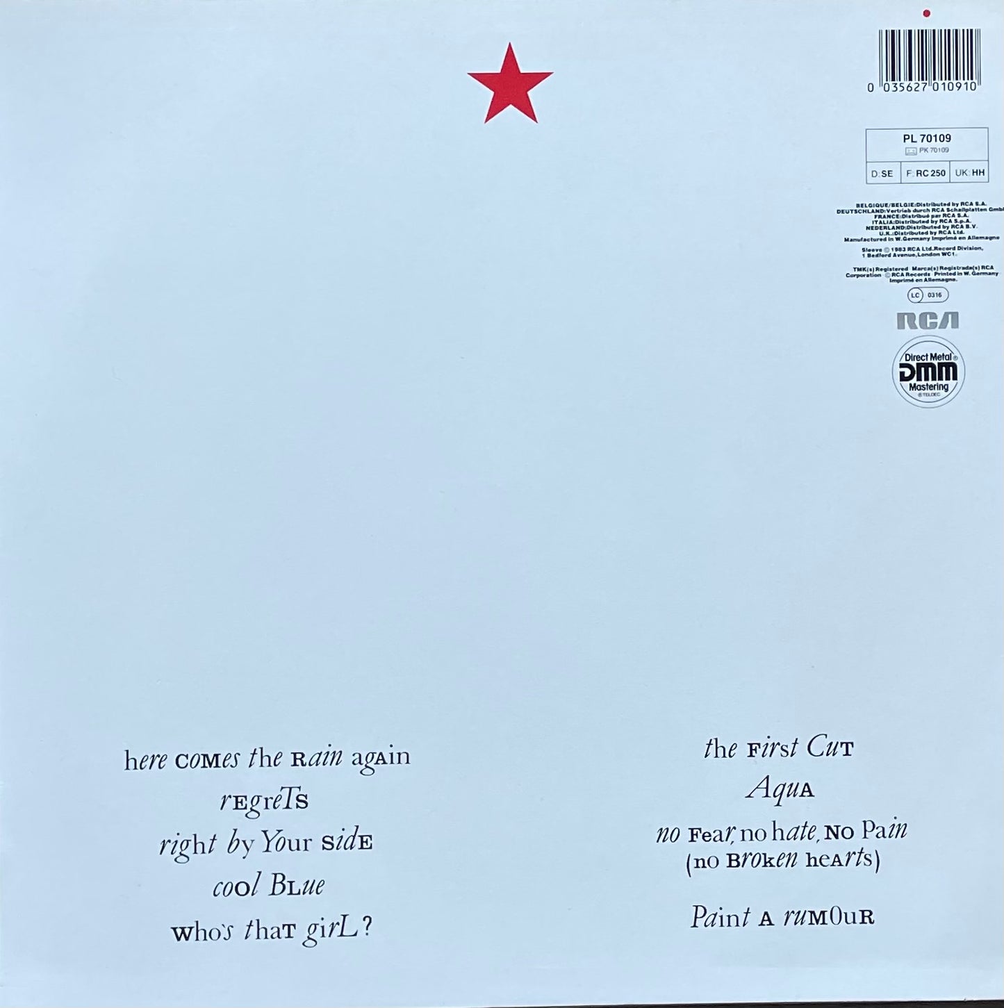 Eurythmics – Touch | Repress Esu 1987