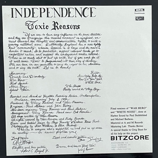 Toxic Reasons – Independence | Reissue GER 1989 | Inkl. Poster
