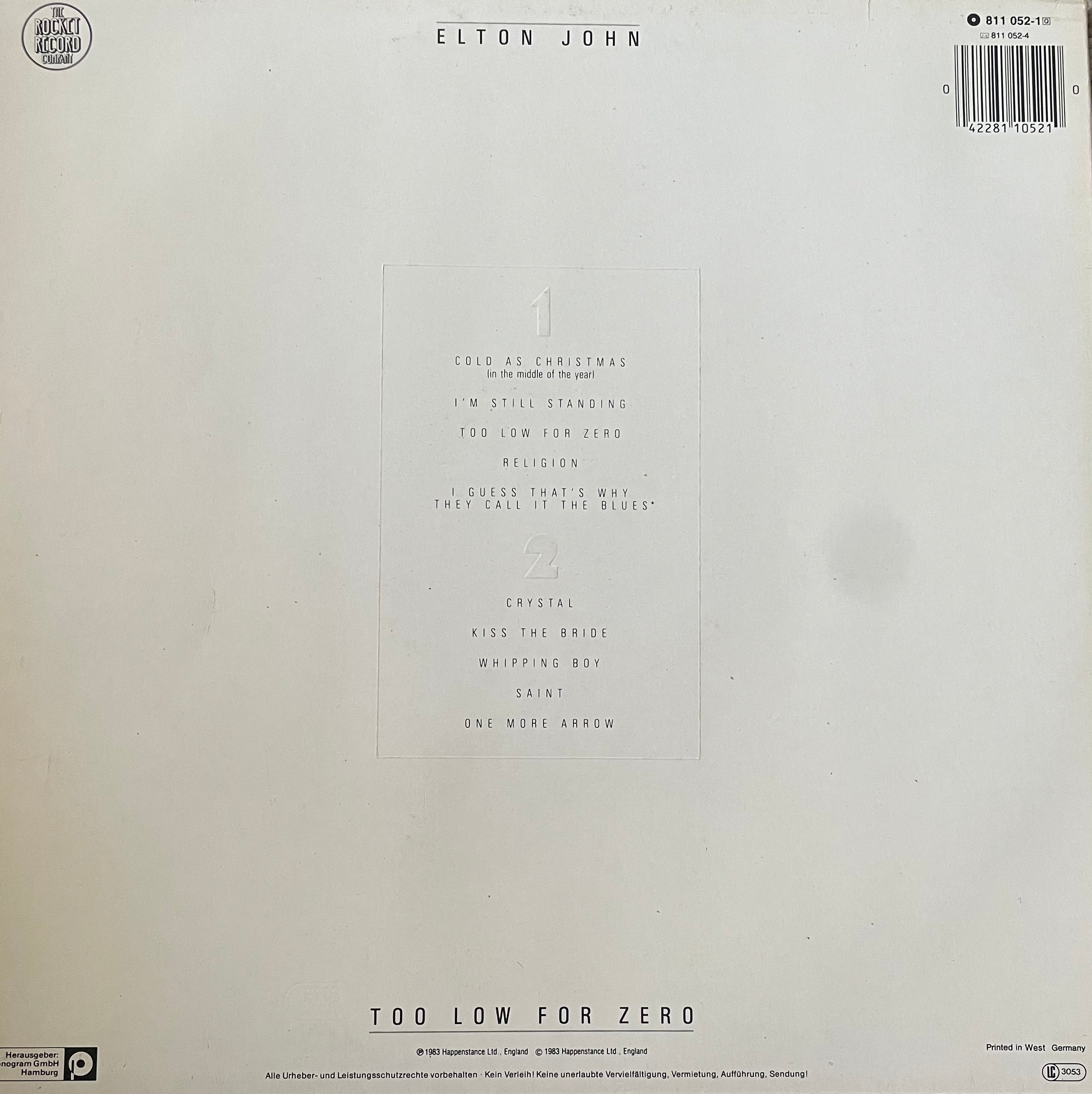 Elton John – Too Low For Zero | Orig. GER 1983