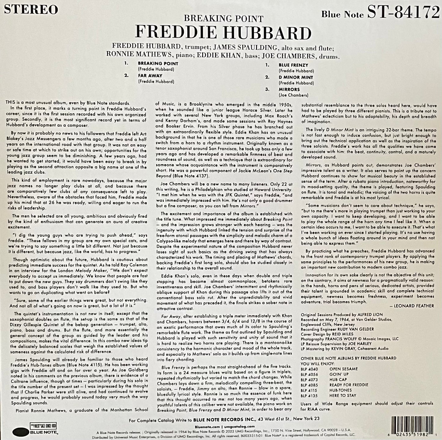 Freddie Hubbard – Breaking Point | Reissue Worldwide 2022 | Blue Note Tone Poet