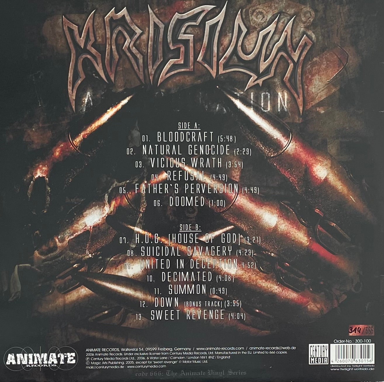Krisiun – AssassiNation | Orig. GER 2006 | Limited 314/666 | Black Vinyl