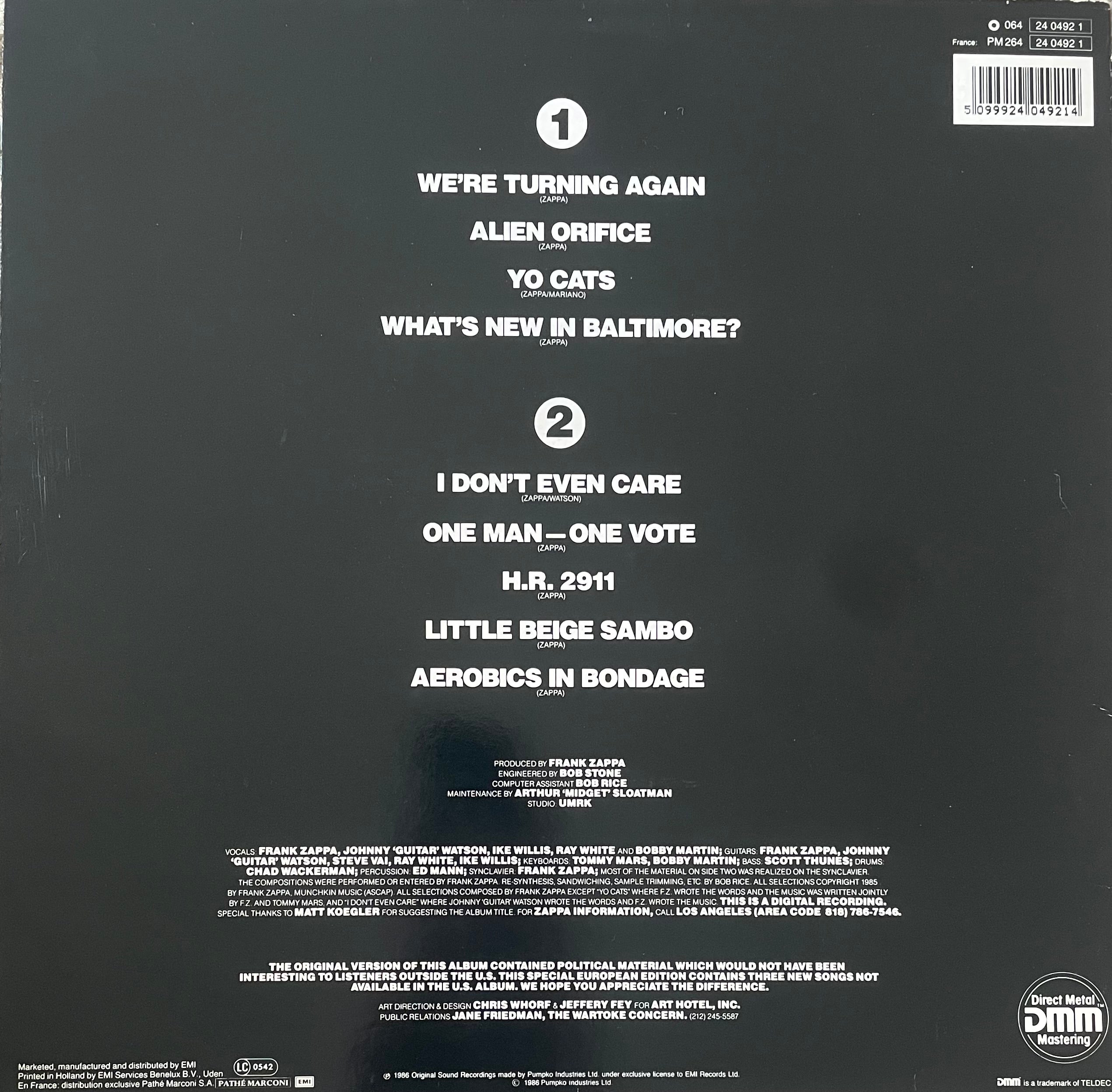 Frank Zappa – Frank Zappa Meets The Mothers Of Prevention (European Version) | Orig. EU 1986