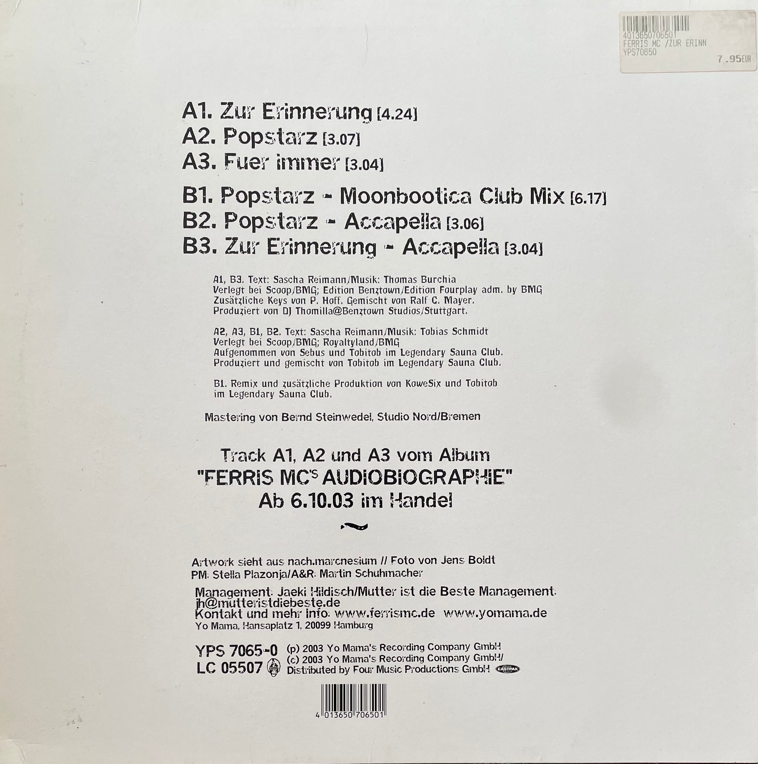 Ferris MC – Zur Erinnerung | Orig. GER 2003
