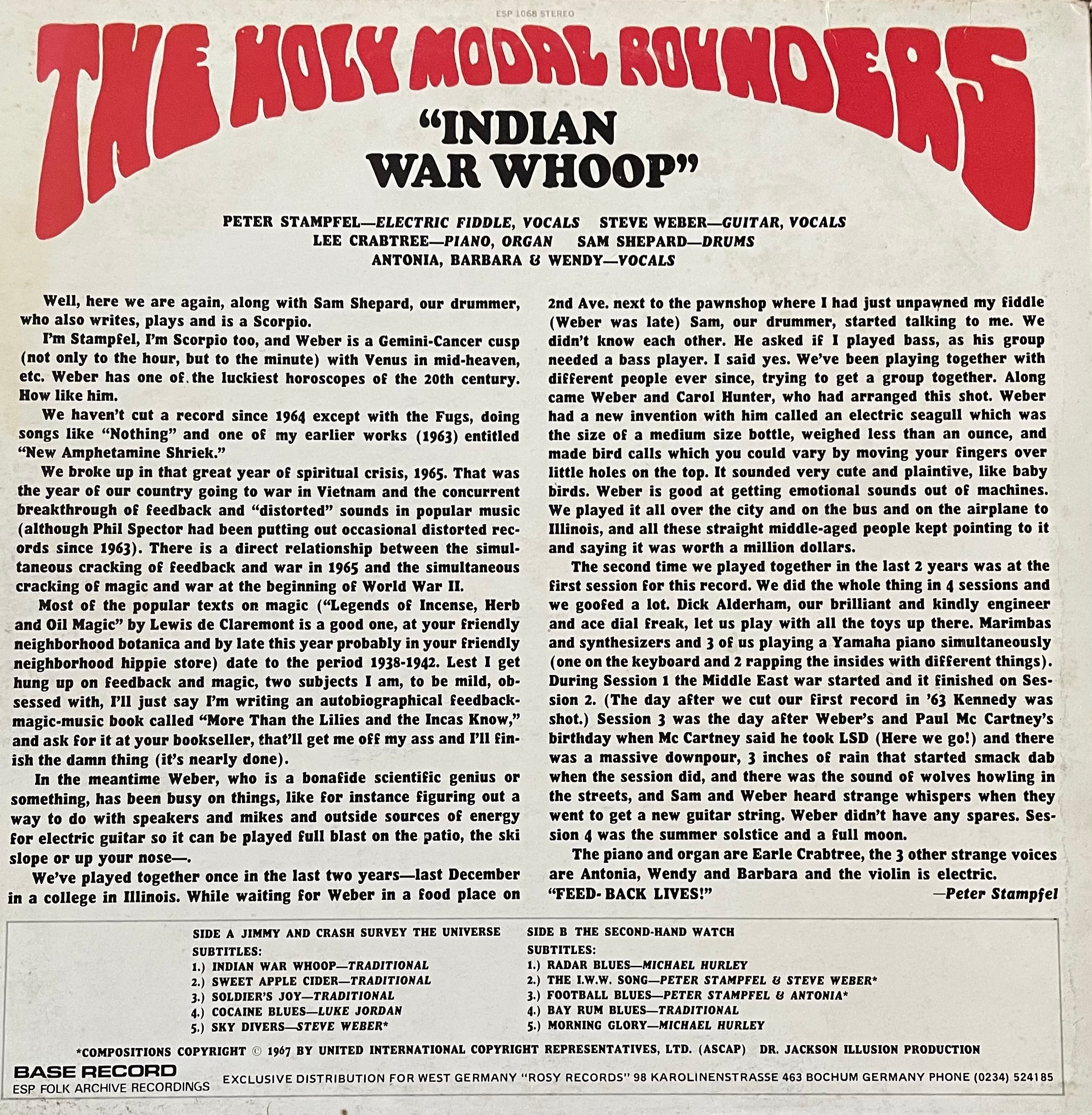 The Holy Modal Rounders – Indian War Whoop | Reissue ITA | Unknown Year