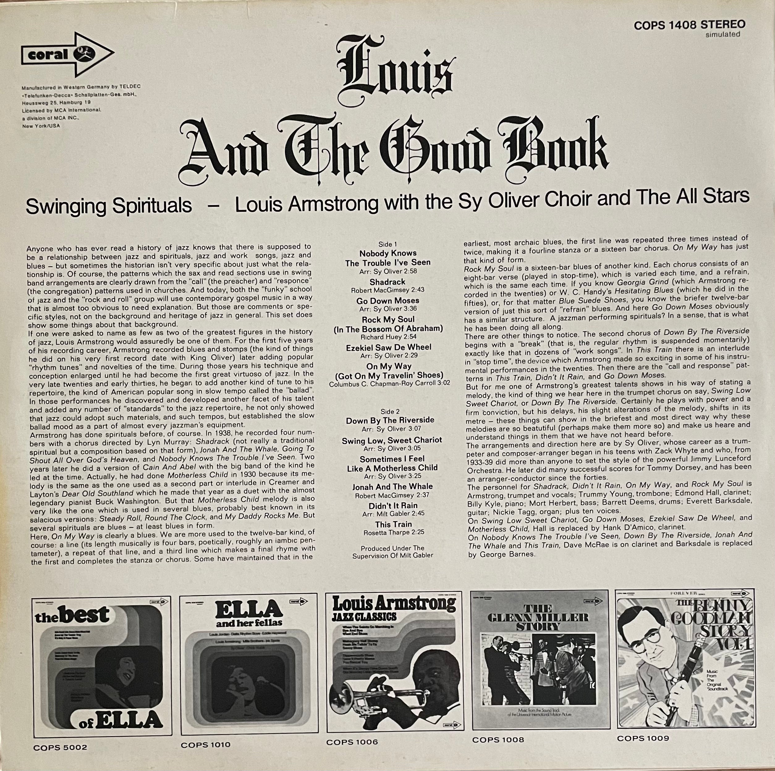 Louis Armstrong And His All-Stars With The Sy Oliver Choir – Louis And The Good Book | Reissue GER 70‘s