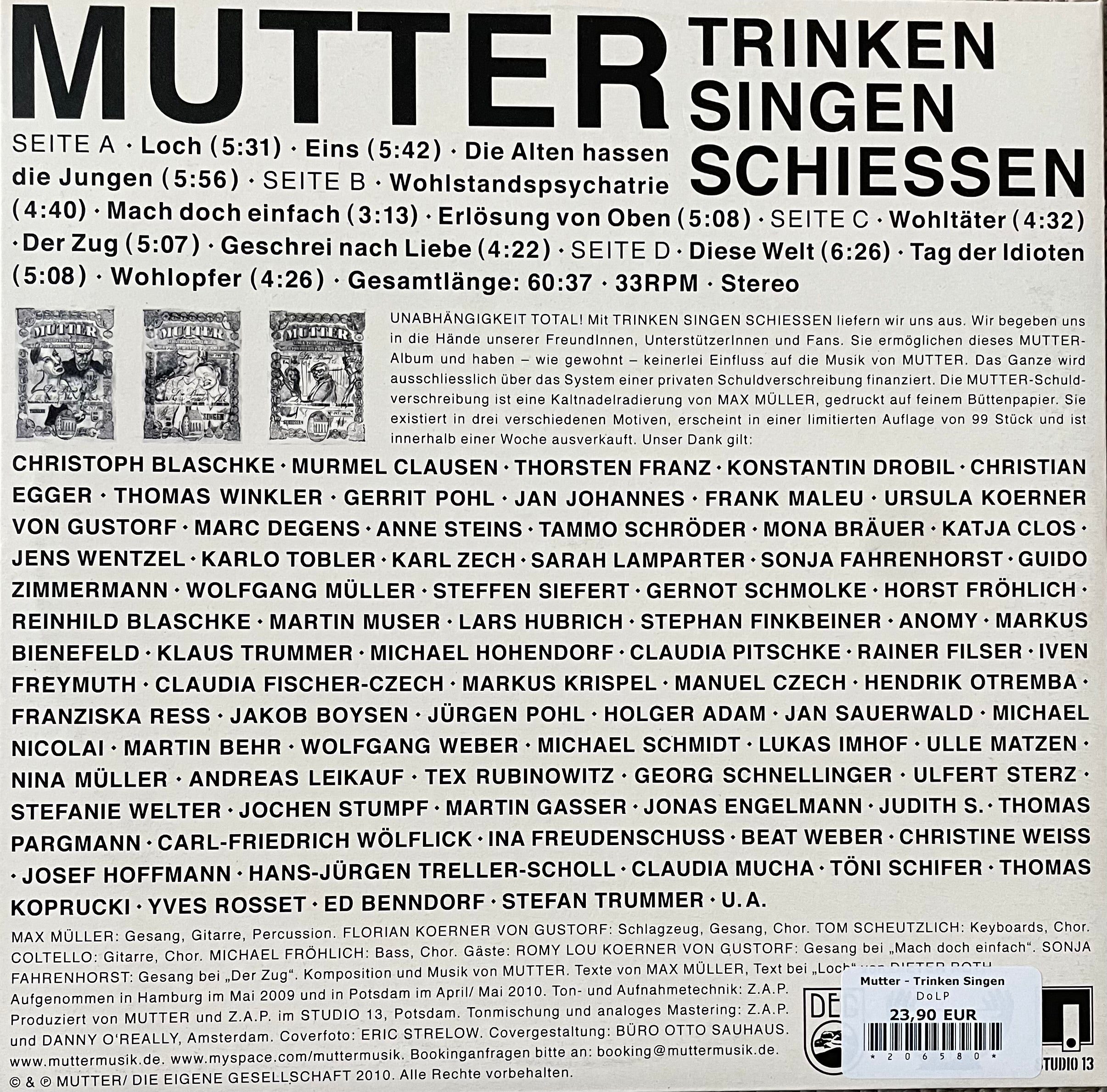 Mutter – Trinken Singen Schiessen | Orig. GER 2010 | inkl. Autogramm Karte