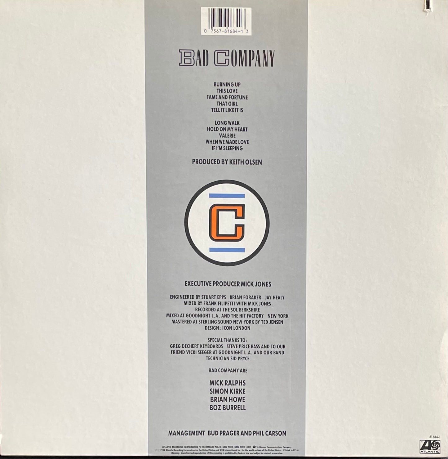 Bad Company – Fame And Fortune | Orig. US 1986