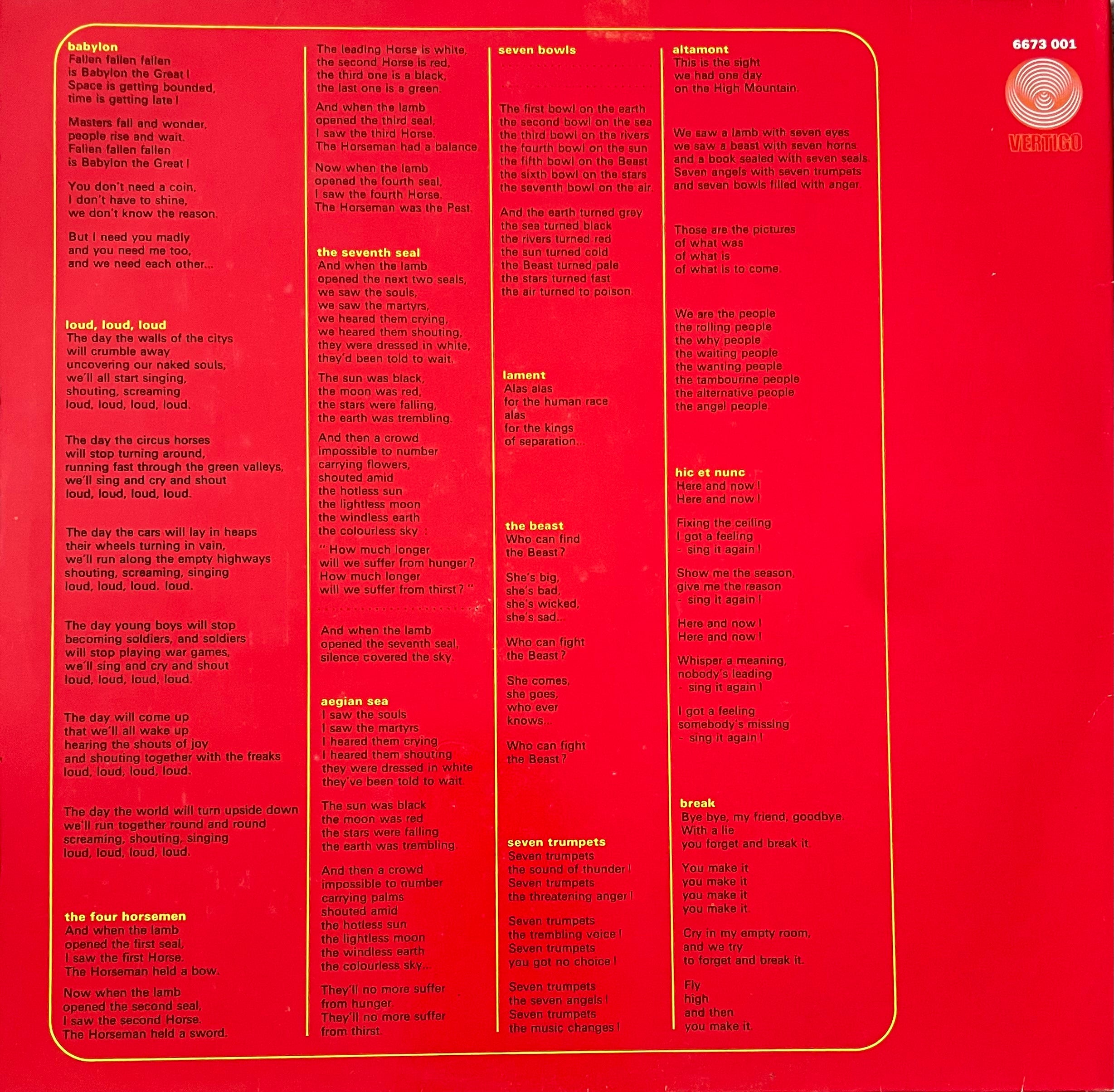 Aphrodite's Child – 666 | Reissue EU | Unknown Year