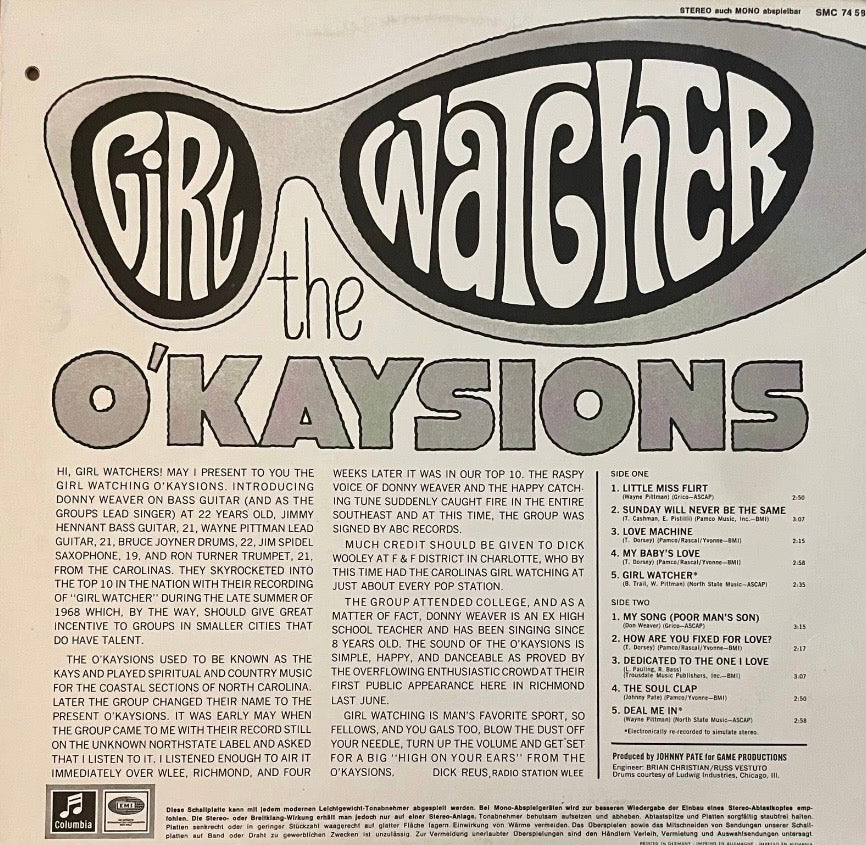The O'Kaysions – Girl Watcher | Germany | Unknown Year
