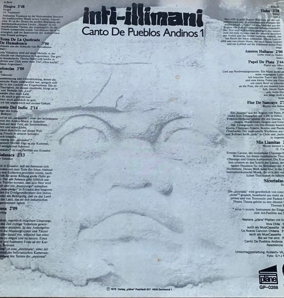 Inti-Illimani – Canto De Pueblos Andinos 1 | Reissue GER 1978