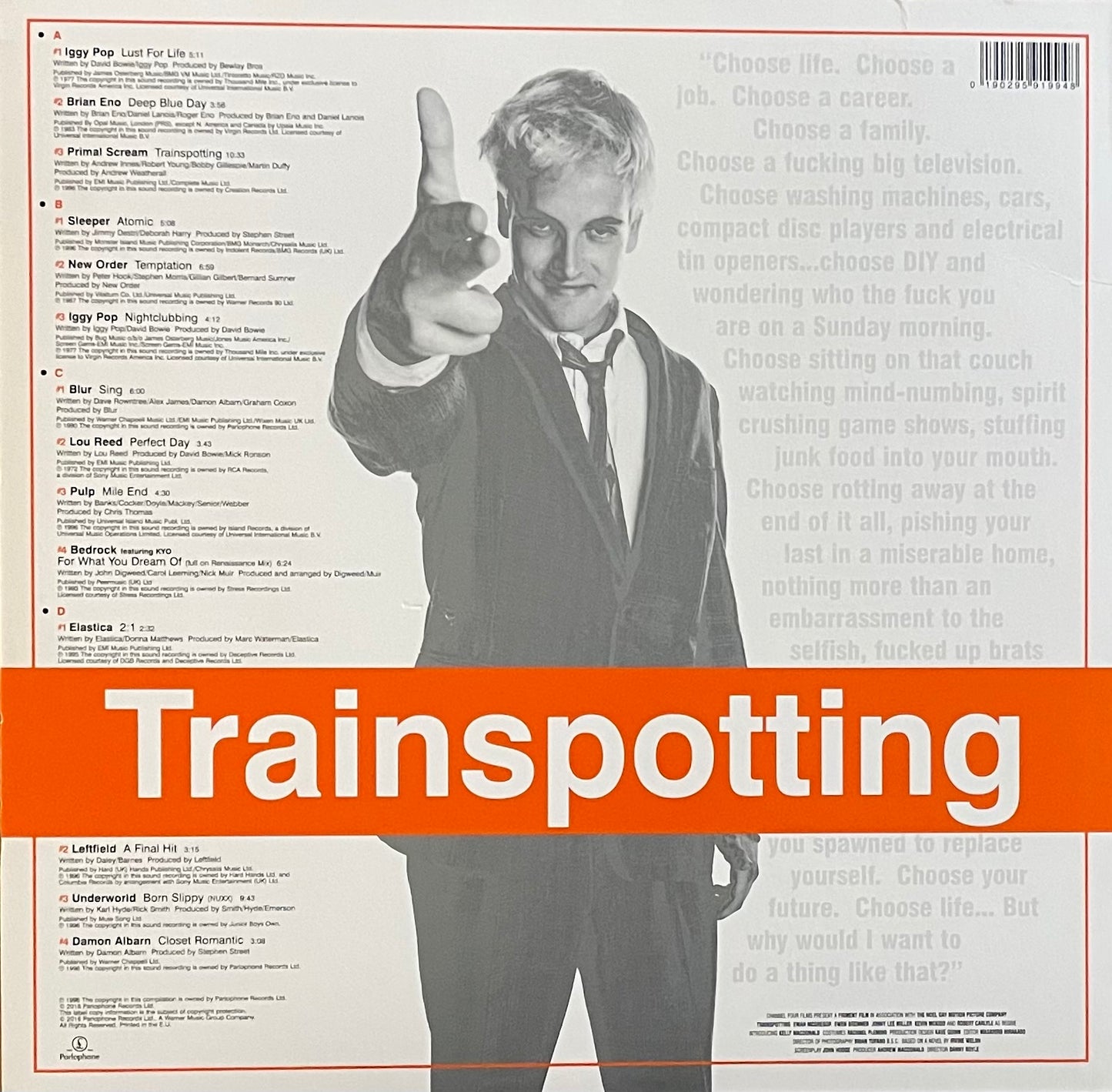 Various – Trainspotting (Music From The Motion Picture) | Reissue UK; EU &US 2016 | Limited 20th Anniversary Edition | Orange Vinyl