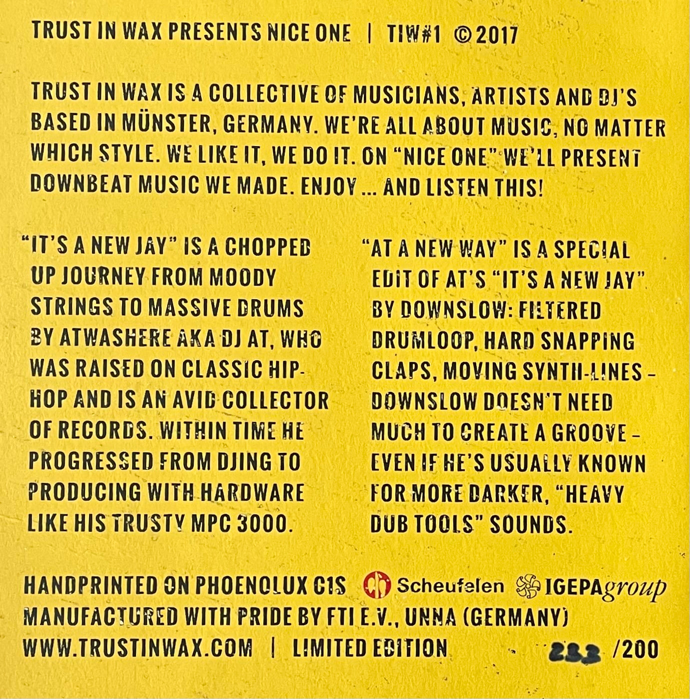 Atwashere, Downslow – It's A New Jay / At A New Way | Orig. GER 2017 | Limited