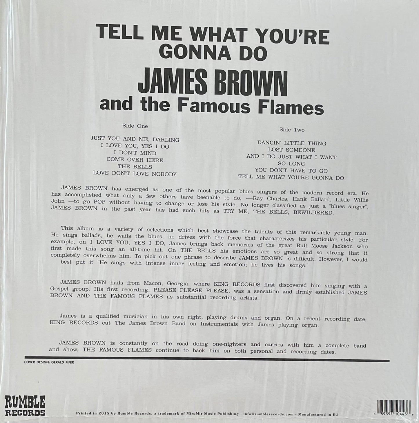 James Brown & The Famous Flames – Tell Me What You're Gonna Do | Reissue UK 2015