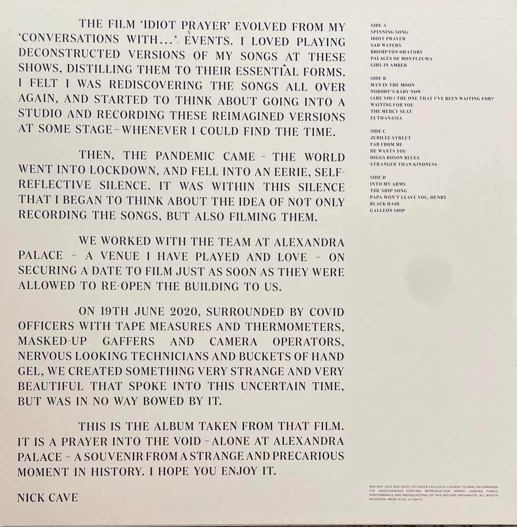 Nick Cave – Idiot Prayer (Nick Cave Alone At Alexandra Palace | Orig. EU 2020