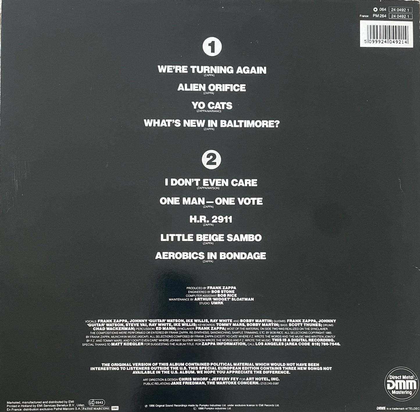 Frank Zappa – Frank Zappa Meets The Mothers Of Prevention (European Version) | Orig. EU 1986