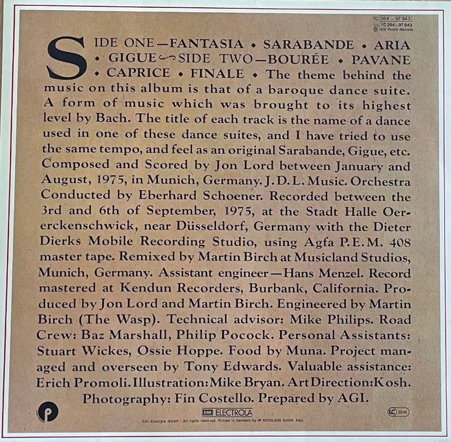 Jon Lord – Sarabande | Repress GER 1976 | Die-Cut Sleeve