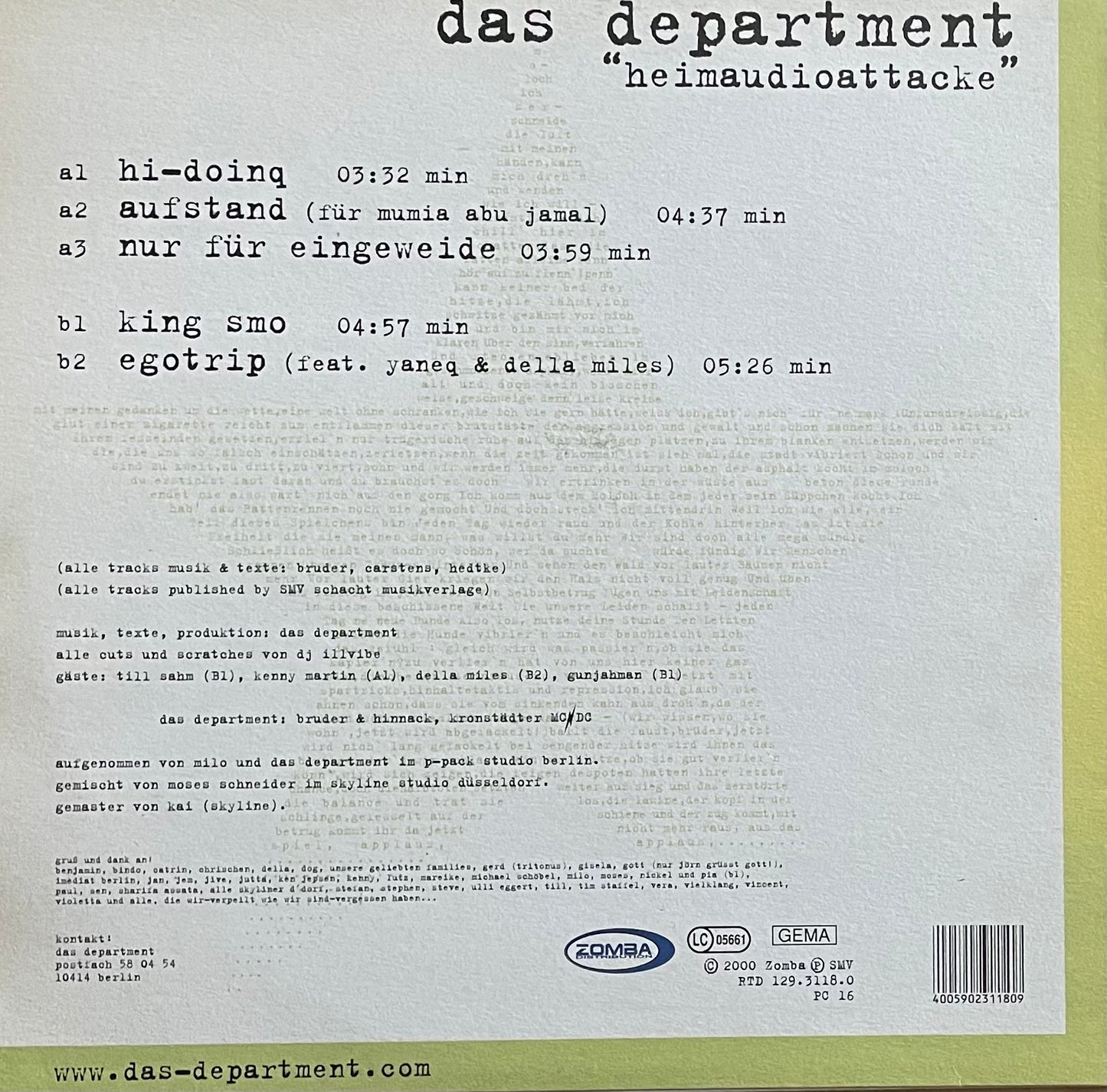 Das Department – "Heimaudioattacke" | Orig. GER 2000